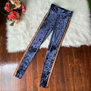 Aerie Crushed Velvet Leggings Navy Sport Stripe Size Small